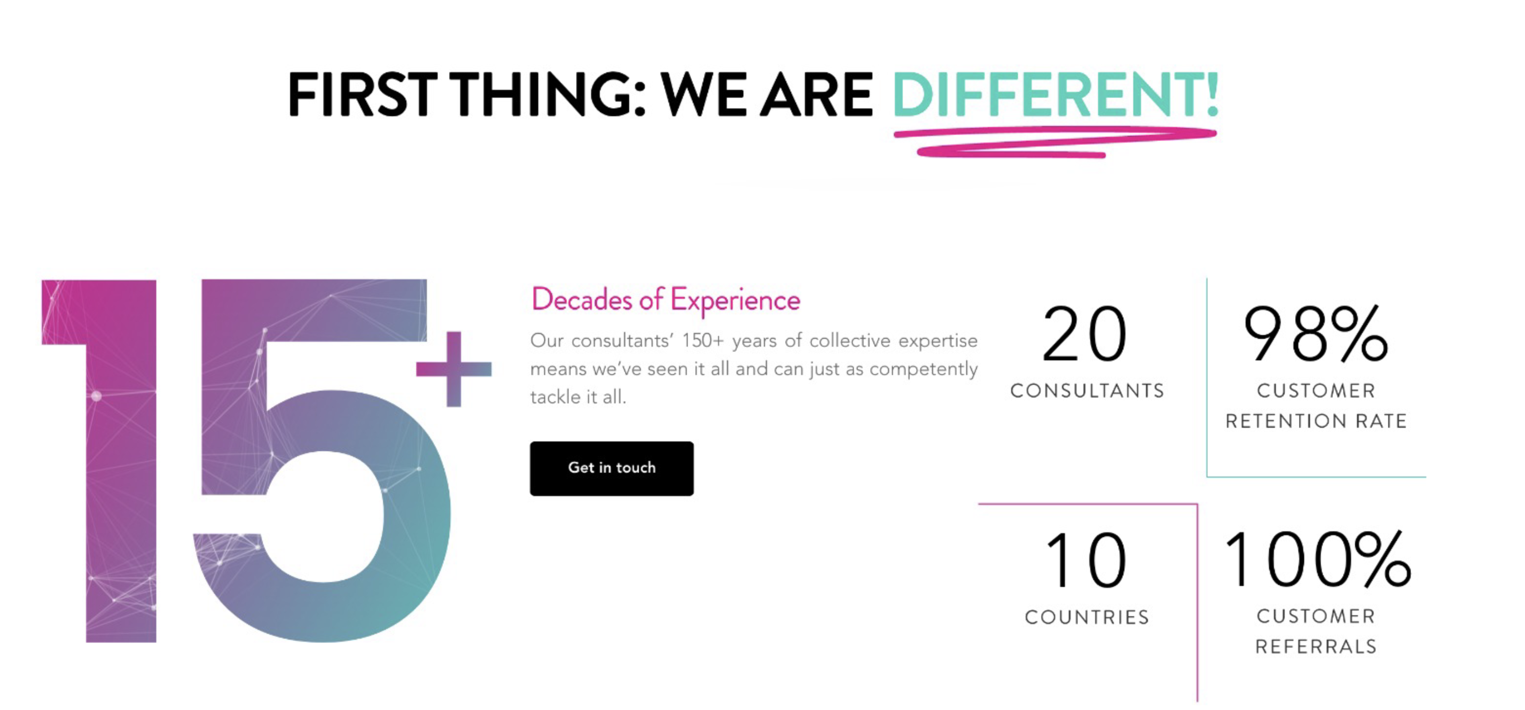 First, we are different